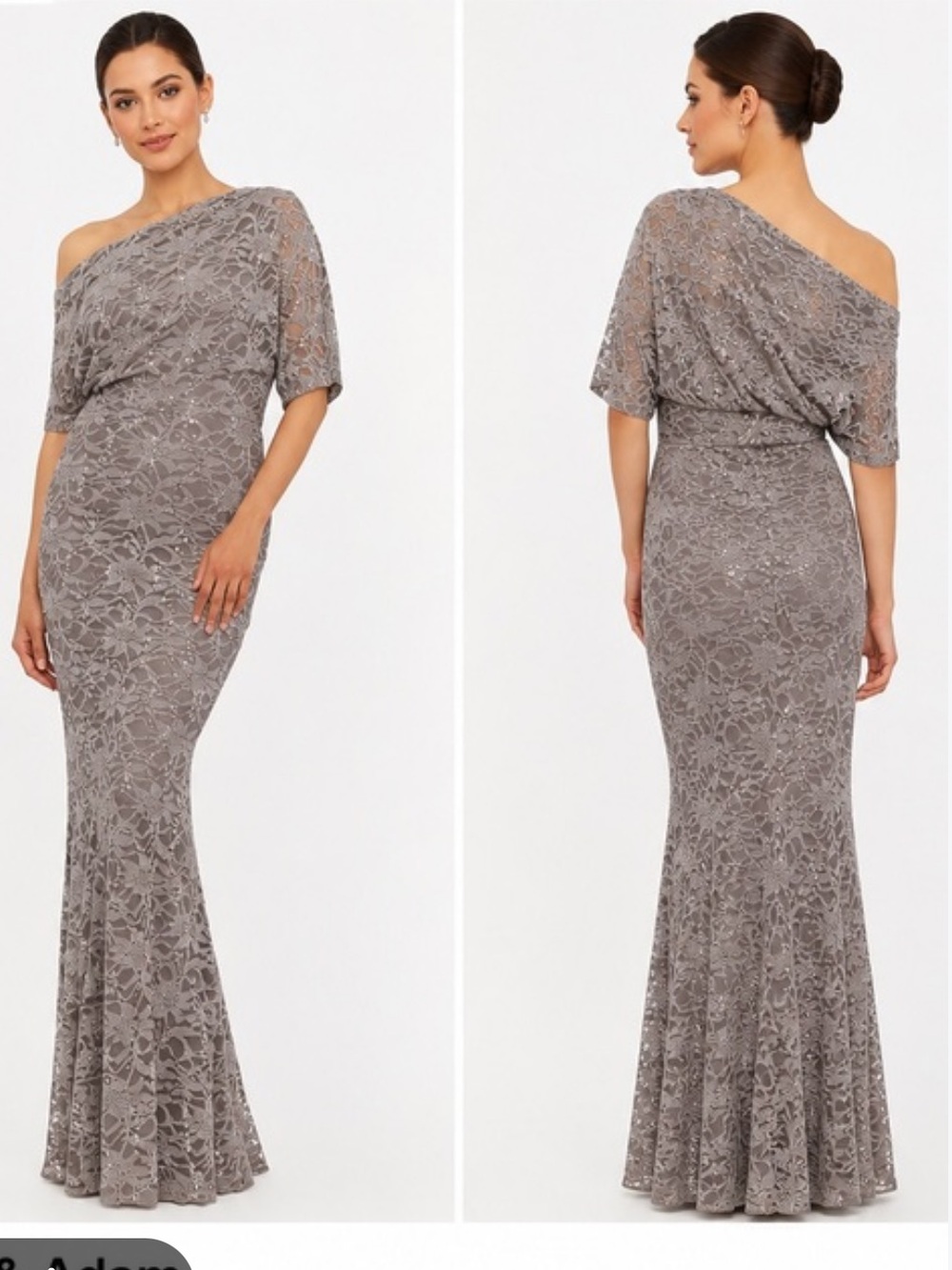 Betsy & Adam s 4 taupe lace and sequin formal dress NWT
